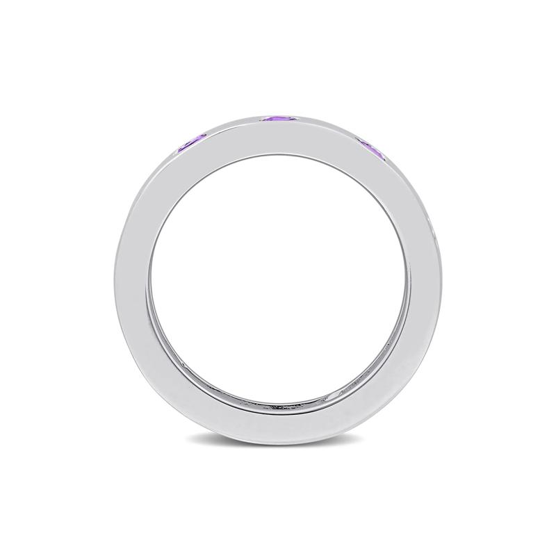 Heart-Shaped Amethyst Eternity Band in Sterling Silver – Image 2 of 7