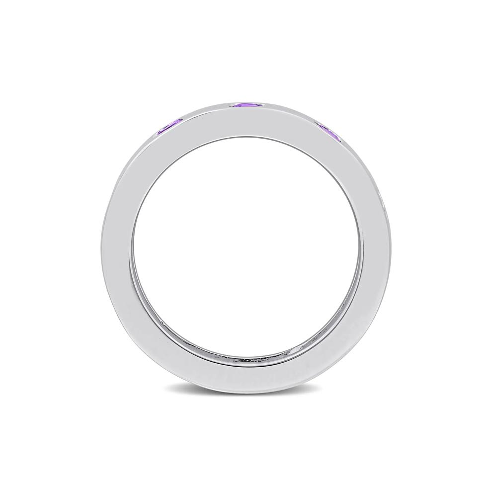 Heart-Shaped Amethyst Eternity Band in Sterling Silver – Image 2 of 7