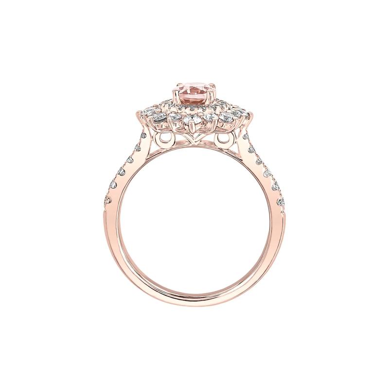 Morganite &amp; 3/4 ct. tw. Diamond Ring in 14K Rose Gold – Image 2 of 3