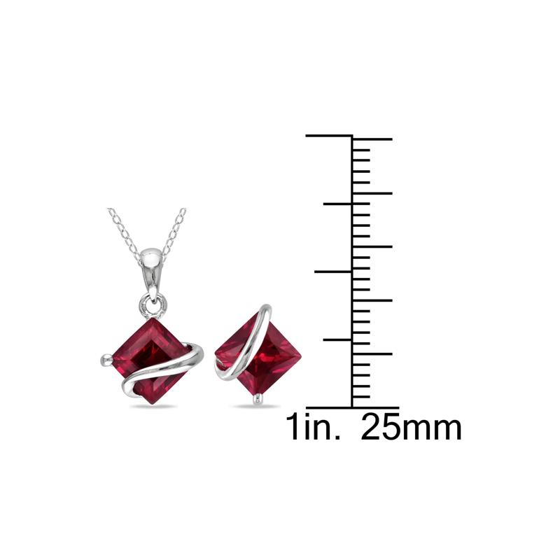 Lab Created Ruby Set in Sterling Silver  – Image 4 of 6