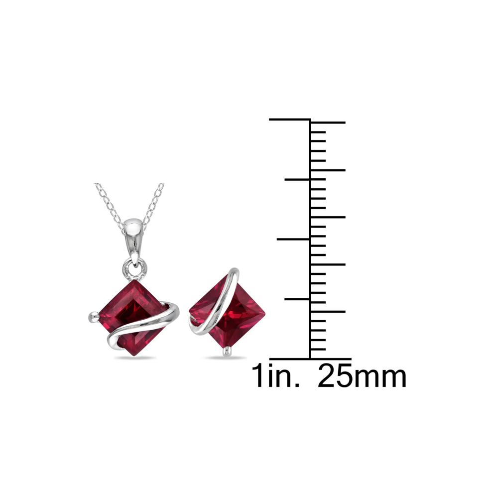 Lab Created Ruby Set in Sterling Silver  – Image 4 of 6