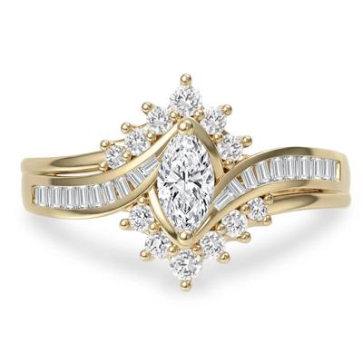 Diamond Marquise Center Engagement Ring in 14K Yellow Gold (3/4 ct. tw.)