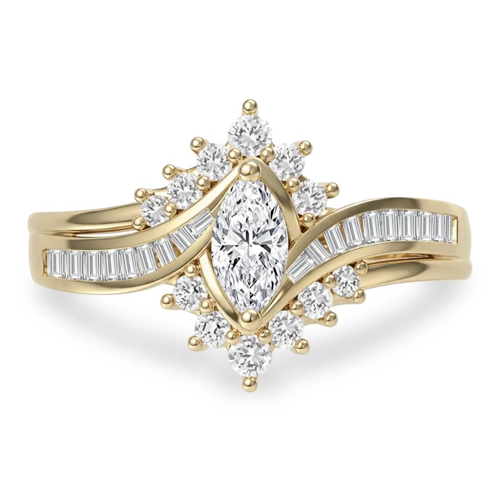Diamond Marquise Center Engagement Ring in 14K Yellow Gold (3/4 ct. tw.) – Image 1 of 4