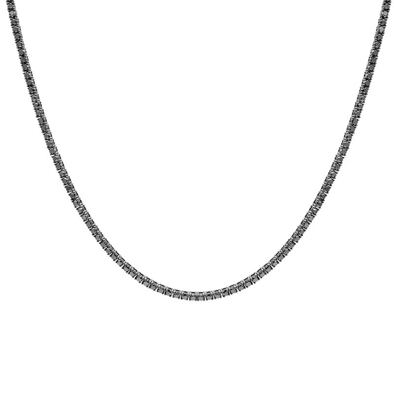 Black Diamond Necklace in Sterling Silver, 22&quot; – Image 1 of 2