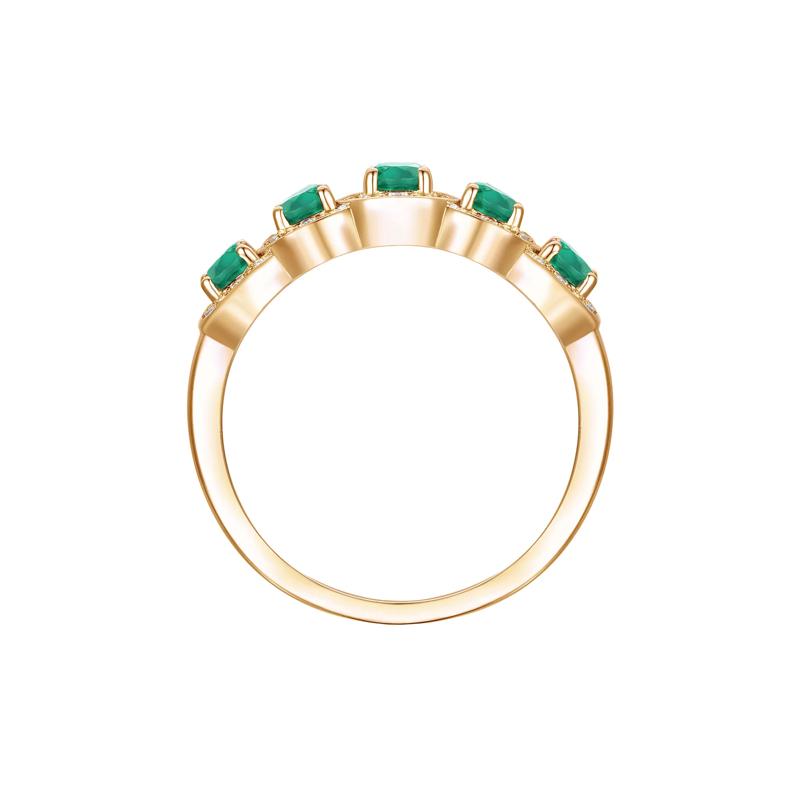Emerald and Diamond Oval Band in 14K Yellow Gold &#40;1/4 ct. tw.&#41; – Image 2 of 3