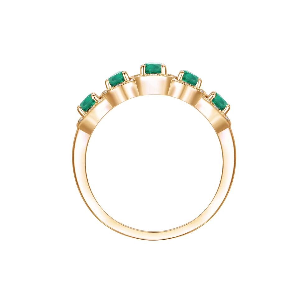 Emerald and Diamond Oval Band in 14K Yellow Gold (1/4 ct. tw.) – Image 2 of 3