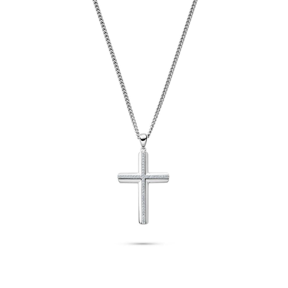 1/4 ct. tw. diamond cross pendant in sterling silver – Image 1 of 4