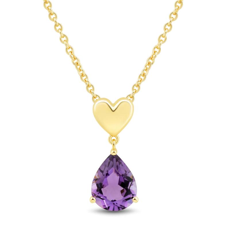Amethyst Heart Drop Earring and Pendant Set in Vermeil – Image 2 of 6