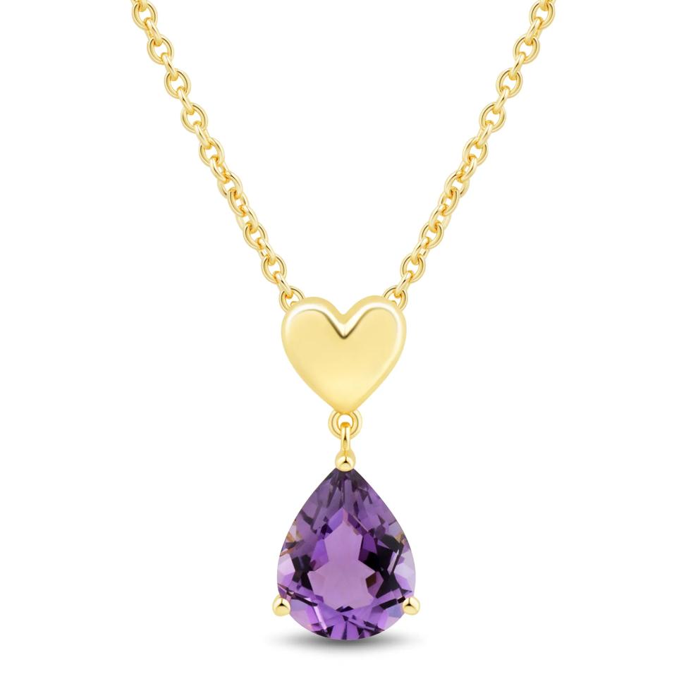 Amethyst Heart Drop Earring and Pendant Set in Vermeil – Image 2 of 6