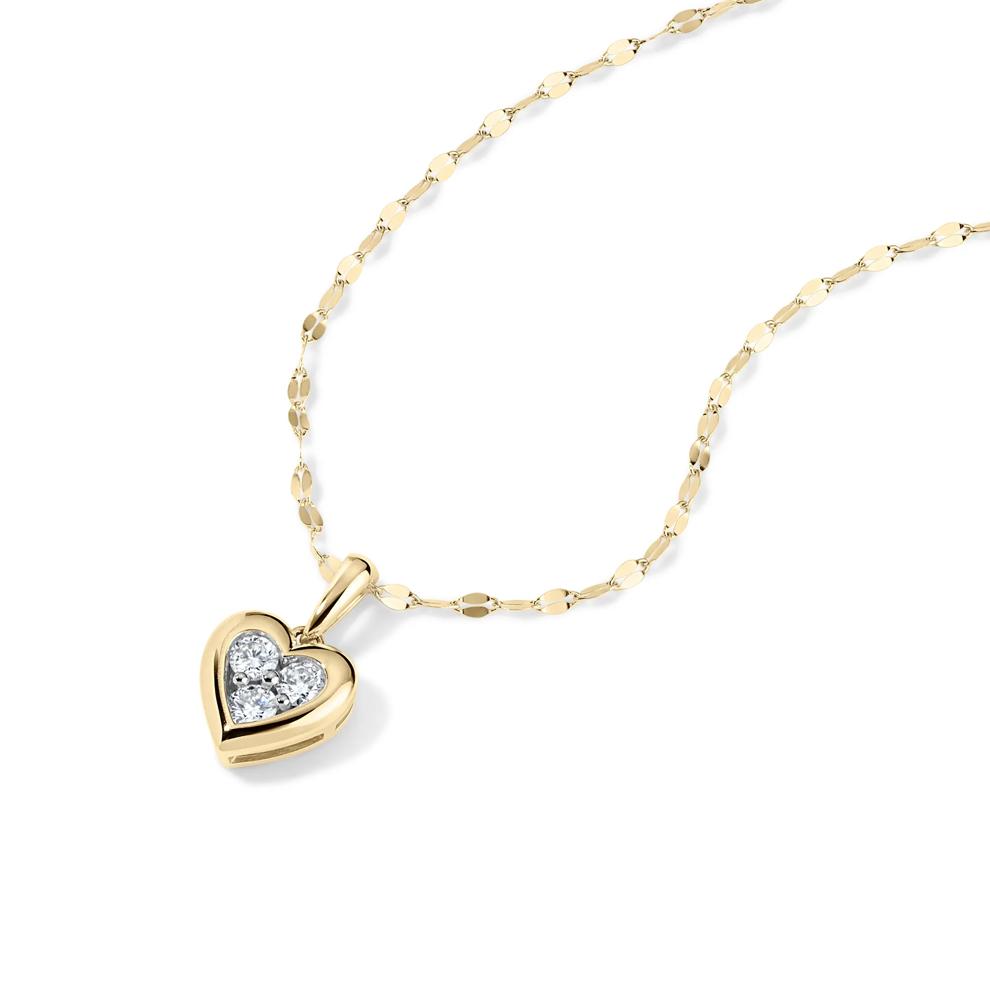 Diamond Heart Pendant Mirror Chain Necklace in 10K Yellow Gold (1/4 ct. tw.) – Image 4 of 4