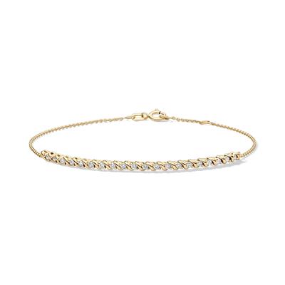 Diamond Adjustable Cable Chain Bracelet in 10K Yellow Gold, 7.25" (1/4 ct. tw.)