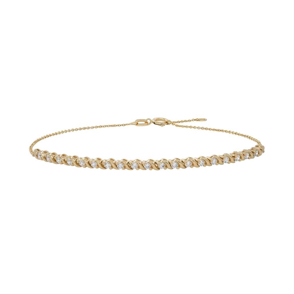 Diamond Adjustable Cable Chain Bracelet in 10K Yellow Gold, 7.25" (1/4 ct. tw.) – Image 1 of 2