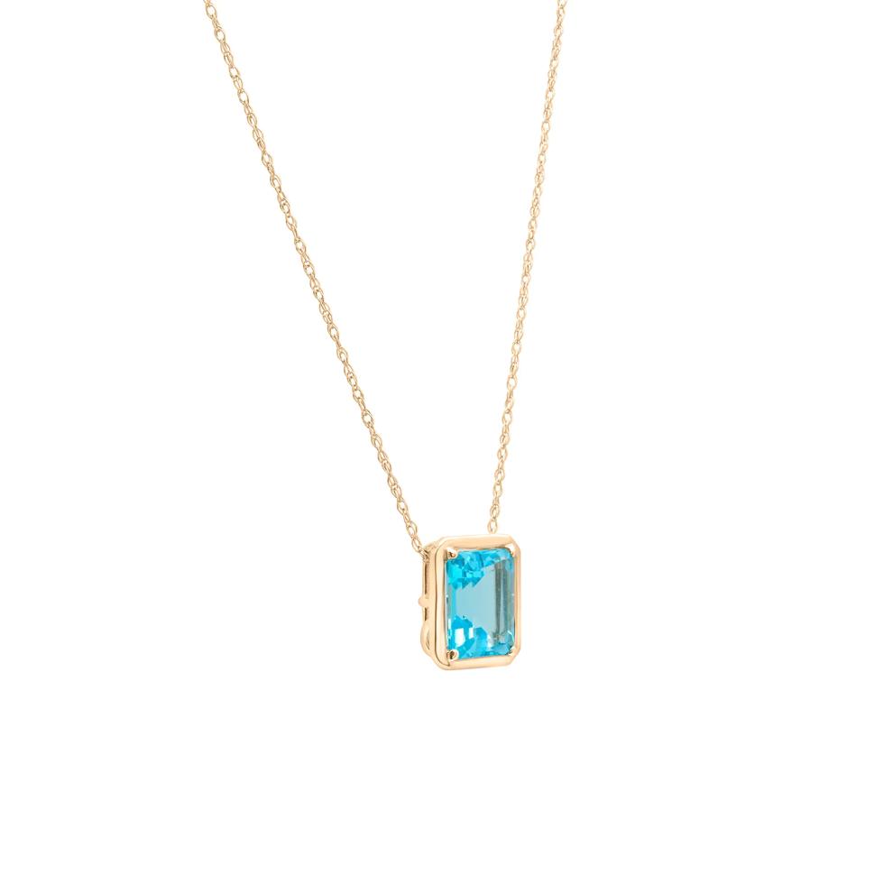Blue Topaz Octagon Faux-Bezel Pendant in 10K Yellow Gold – Image 2 of 4
