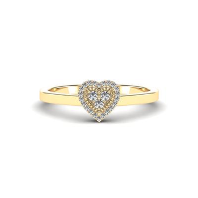 Diamond Halo Heart Ring in 14K Yellow Gold (1/8 ct. tw.)