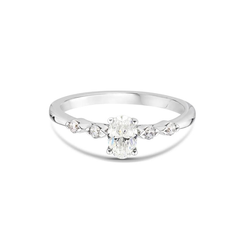 Lab Grown Diamond Oval Promise Ring in 10K White Gold &#40;1/2 ct. tw.&#41; – Image 1 of 3