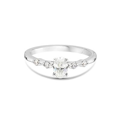 Lab Grown Diamond Oval Promise Ring in 10K White Gold (1/2 ct. tw.)
