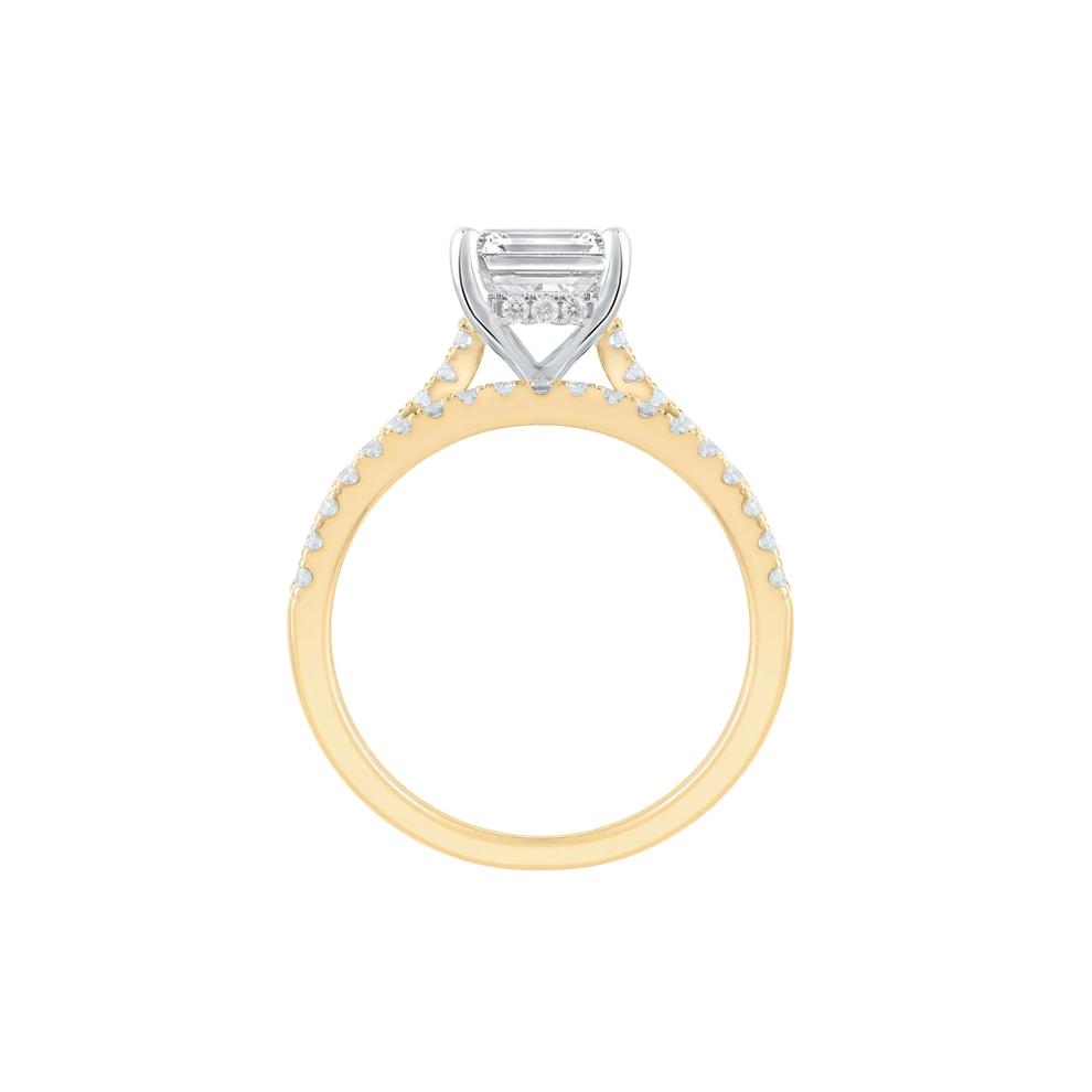 Lab Grown Diamond Emerald-Cut Wedding Set in 14K Yellow Gold (3 &frac12; ct. tw.) – Image 2 of 3