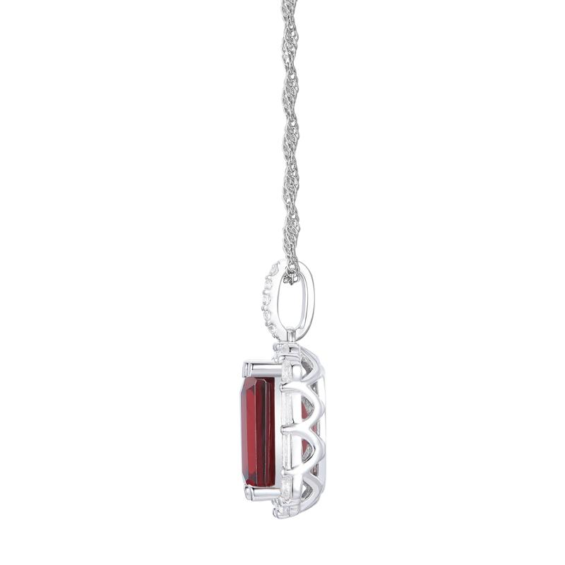 Garnet &amp; Lab-Created White Sapphire Ring, Earring, &amp; Pendant Set in Sterling Silver – Image 4 of 8