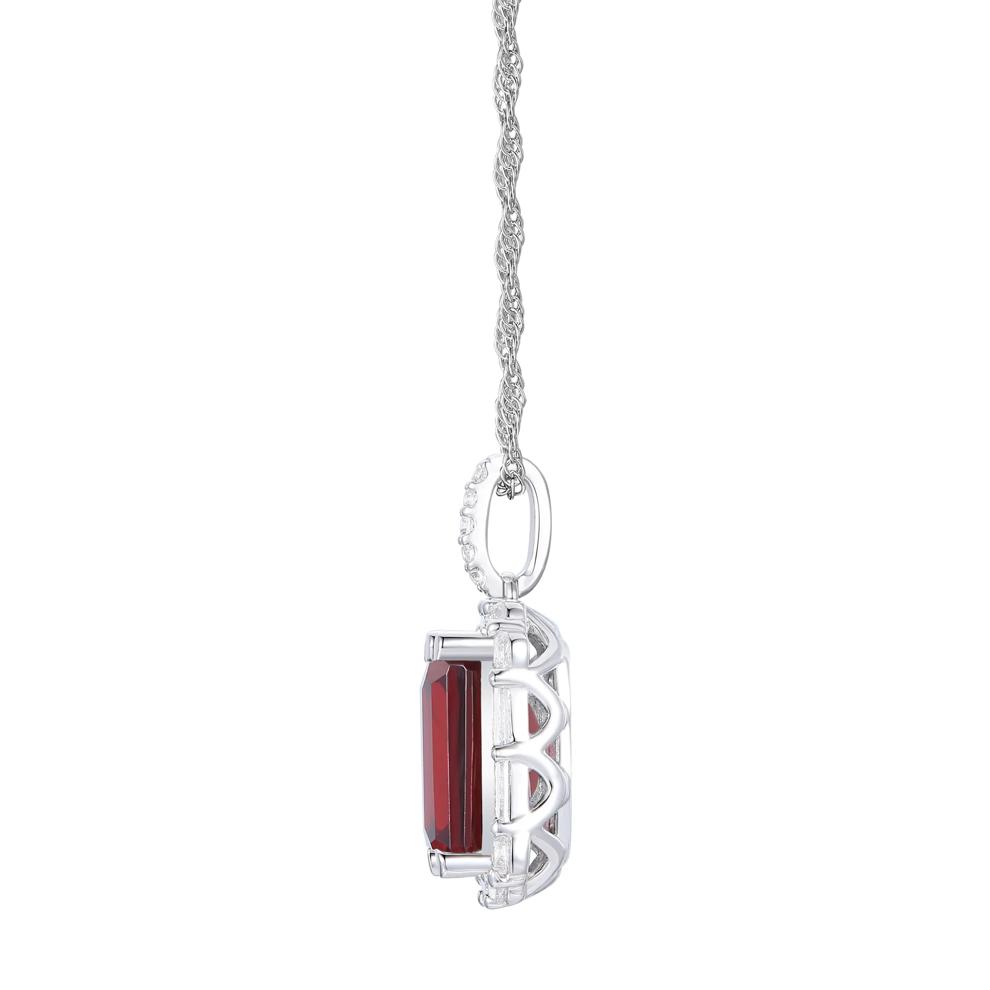 Garnet &amp; Lab-Created White Sapphire Ring, Earring, &amp; Pendant Set in Sterling Silver – Image 4 of 8