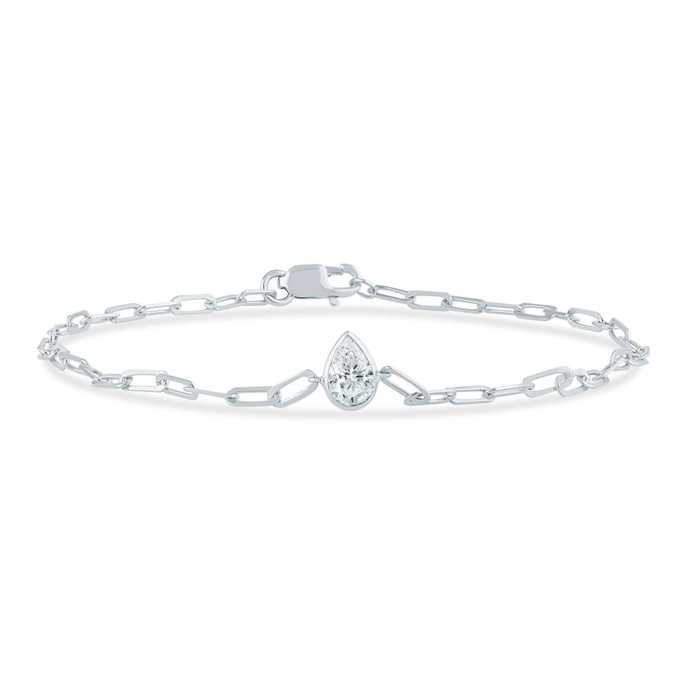 Lab Grown Diamond Pear-Shaped Paperclip Chain Bracelet in 10K White Gold, 7" (1/3 ct. tw.) – Image 1 of 2