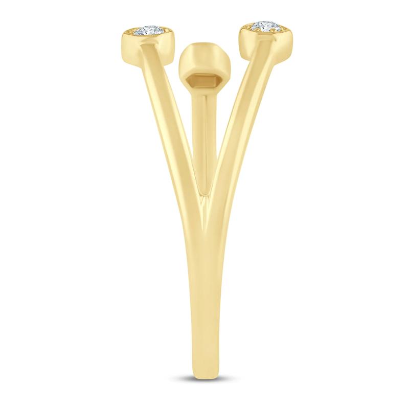 Diamond Accent Open Three-Stone Ring in 10K Yellow Gold – Image 3 of 3