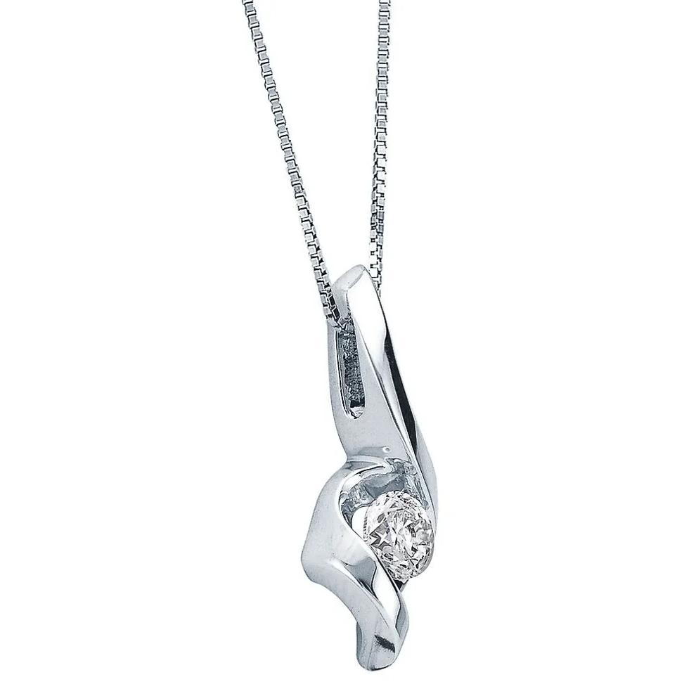 1/4 ct. tw. Diamond Pendant in 14K White Gold – Image 2 of 3