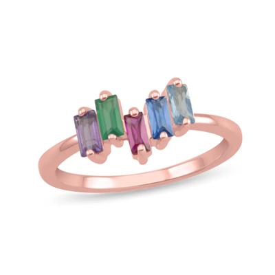 Custom Gemstone Ring with Staggered Baguette Stones (4-6 Stones)