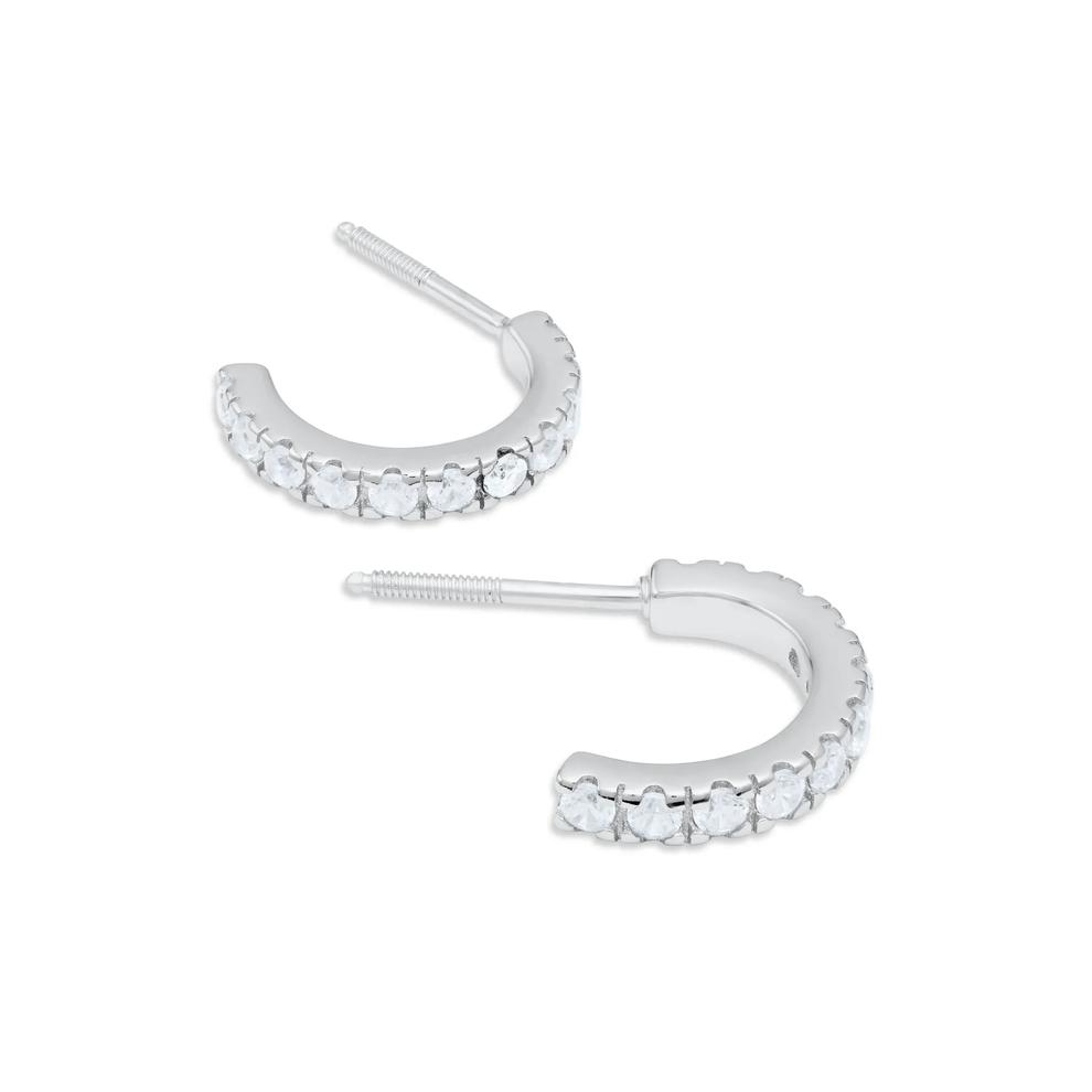 Children's White Cubic Zirconia 3/4 Hoop Earrings in Sterling Silver – Image 2 of 2