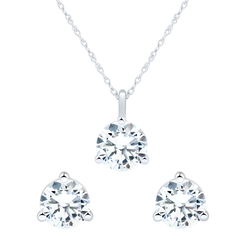 Lab Grown Diamond Pendant and Earring Box Set in 10K White Gold (2 1/2 ct. tw.) – Image 1 of 6
