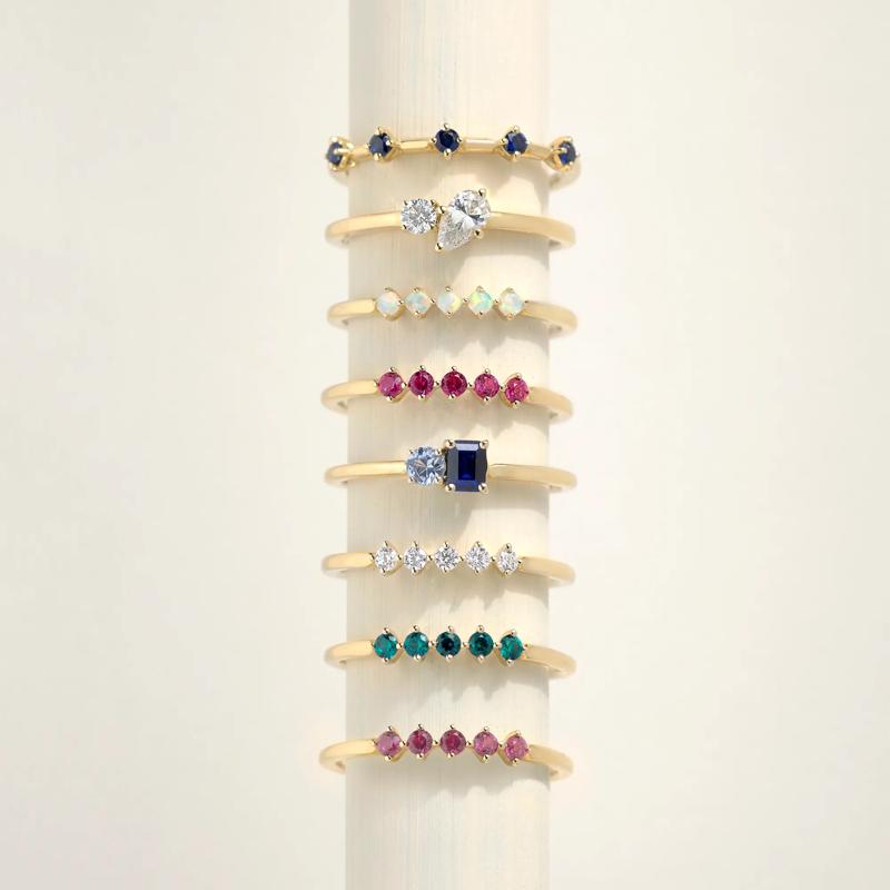 Lab-Created Emerald Five-Stone Band in 10K Yellow Gold – Image 4 of 4