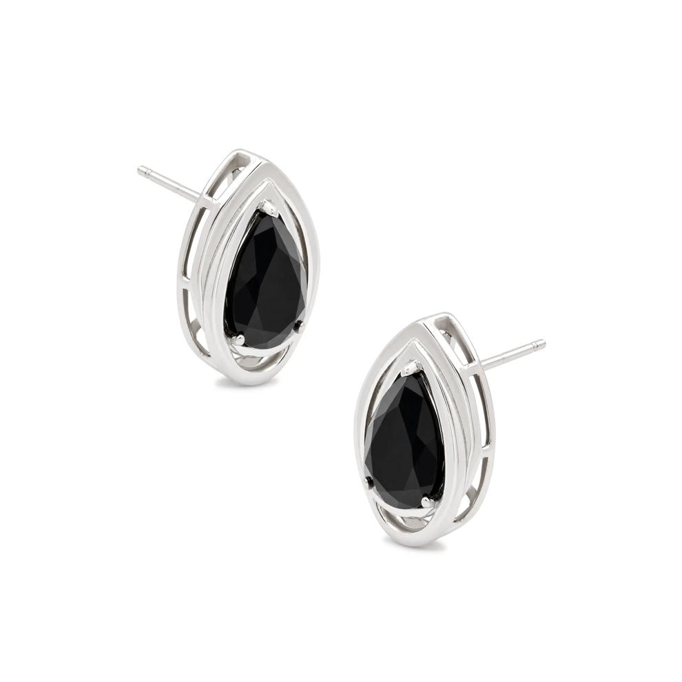 Onyx Interlaced Stud Earrings in Sterling Silver – Image 1 of 2
