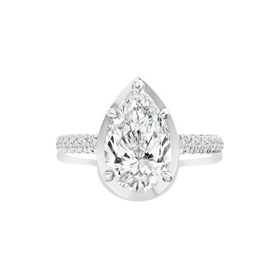 Ezra Lab Grown Diamond Pear-Shaped Center Engagement Ring in Platinum (3 3/4 ct. tw.)