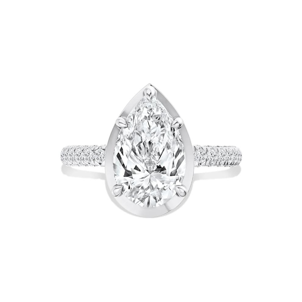 Ezra Lab Grown Diamond Pear-Shaped Center Engagement Ring in Platinum (3 3/4 ct. tw.) – Image 1 of 4