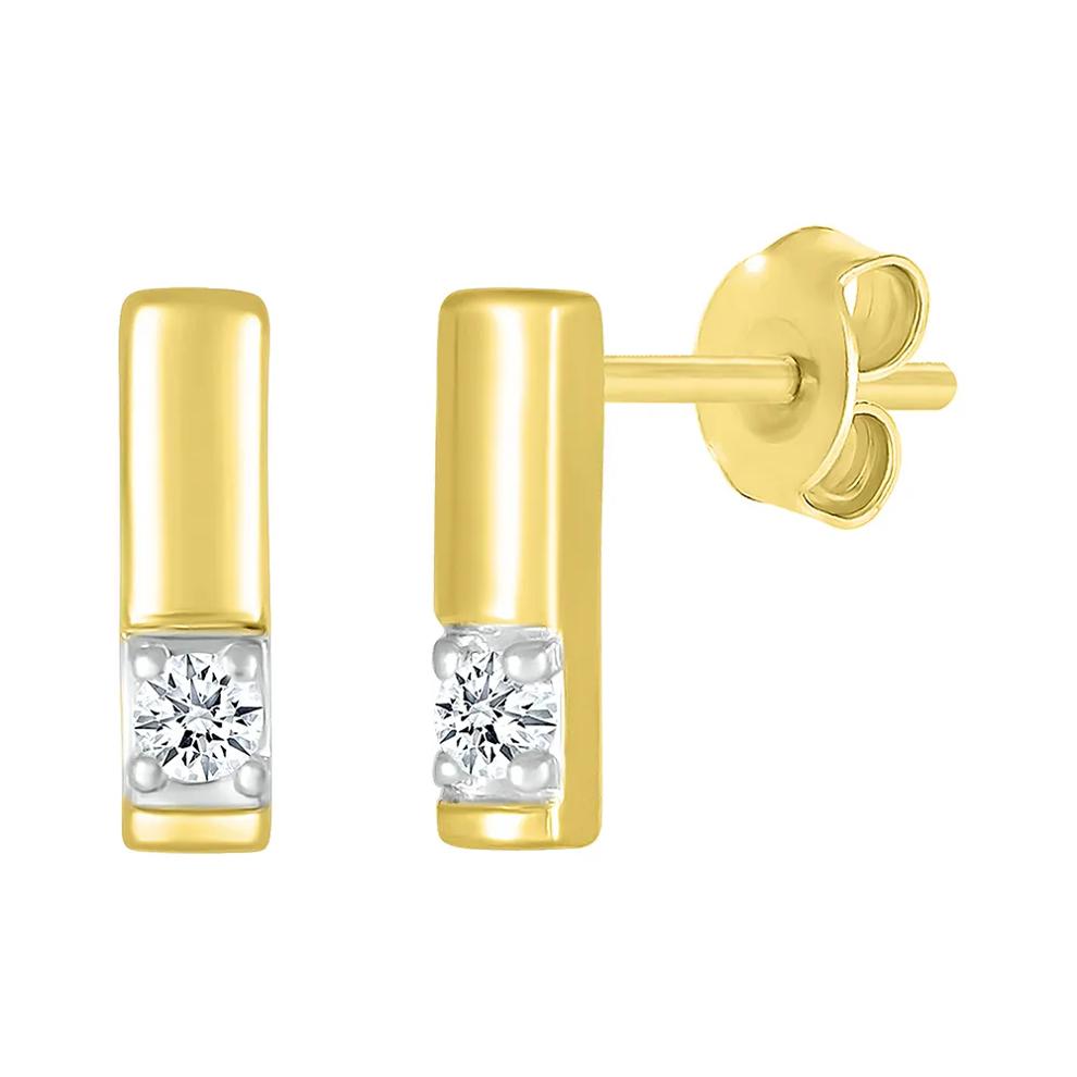 Diamond Accent Bar Stud Earrings in 10K Yellow Gold – Image 1 of 3