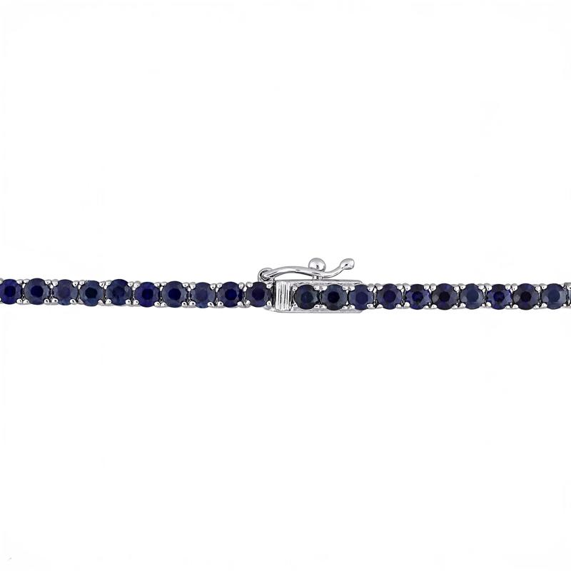 Blue Sapphire Tennis Necklace in 14K White Gold, 16.5&rdquo; – Image 2 of 5