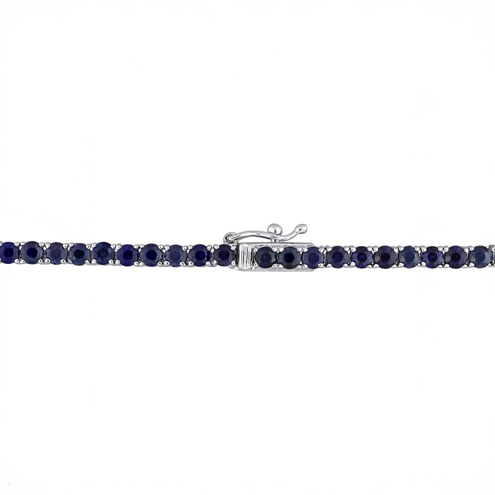 Blue Sapphire Tennis Necklace in 14K White Gold, 16.5&rdquo; – Image 2 of 5
