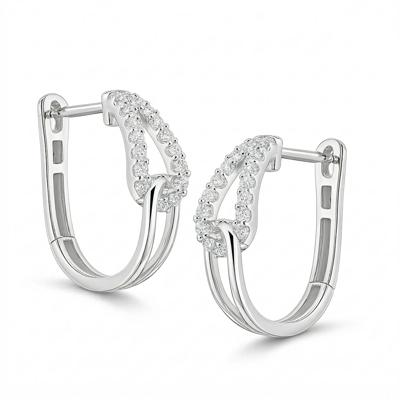 Diamond Interlocking Hoop Earrings in Sterling Silver (1/4 ct. tw.)