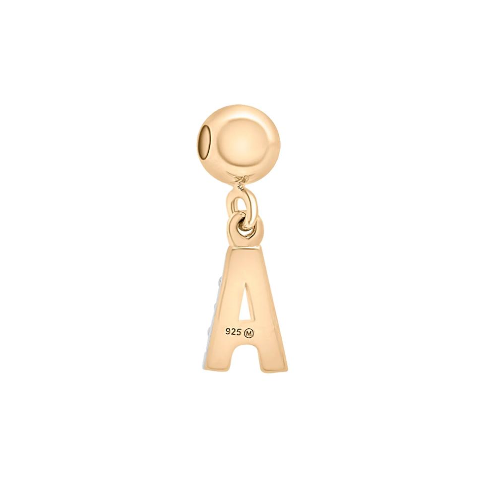 Diamond Accent A Initial Bead Charm in Vermeil – Image 3 of 3