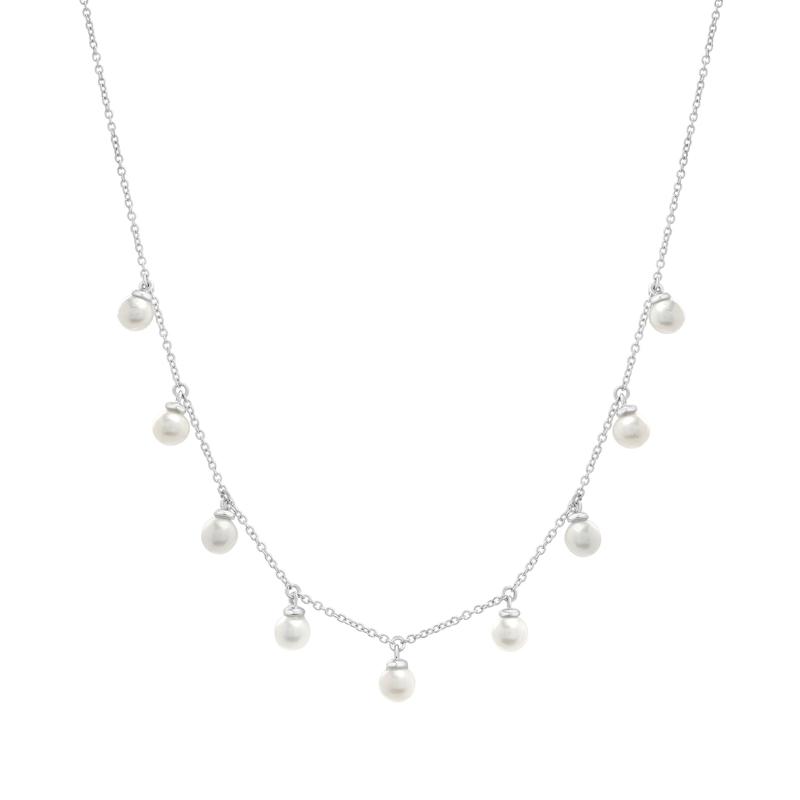 Freshwater Cultured Pearl Station Necklace in Sterling Silver – Image 1 of 4