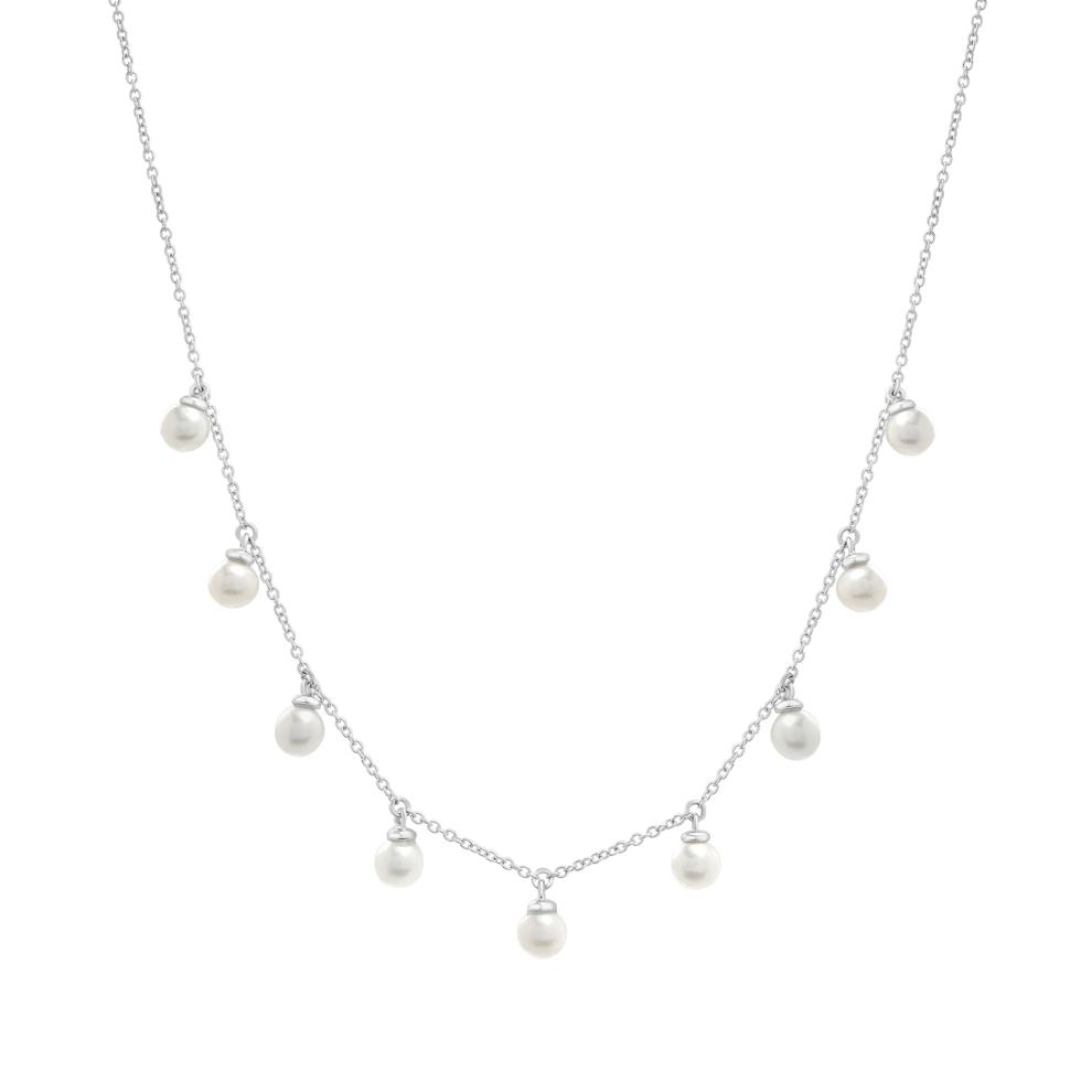 Freshwater Cultured Pearl Station Necklace in Sterling Silver – Image 1 of 4