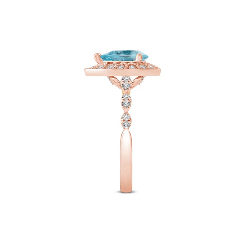 Pear-Shaped Blue Topaz and Diamond Engagement Ring in 14K Rose Gold &#40;1/4 ct. tw.&#41; – Image 3 of 3