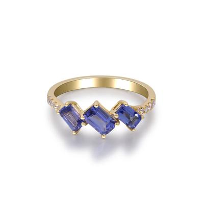 Tanzanite and Diamond Accent Ring in 10K Yellow Gold (1/10 ct. tw.)