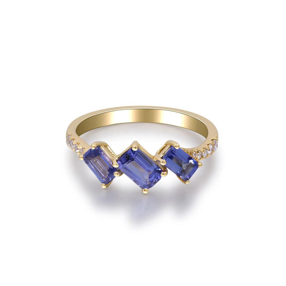 Tanzanite and Diamond Accent Ring in 10K Yellow Gold (1/10 ct. tw.) – Image 1 of 5
