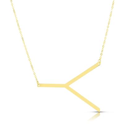 "Y" Initial Necklace in 14K Yellow Gold