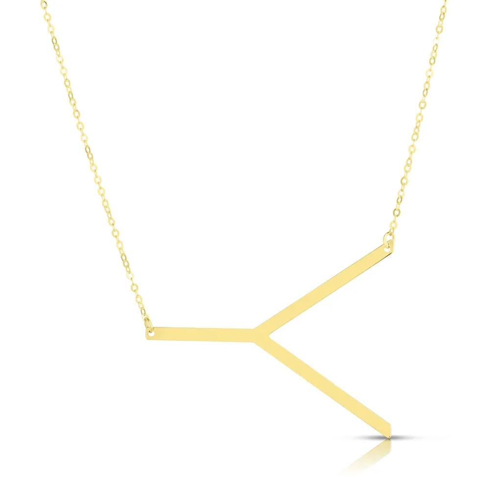 "Y" Initial Necklace in 14K Yellow Gold – Image 1 of 5