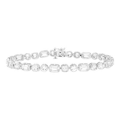 Mixed-Shape Lab-Created White Sapphire Bracelet in Sterling Silver