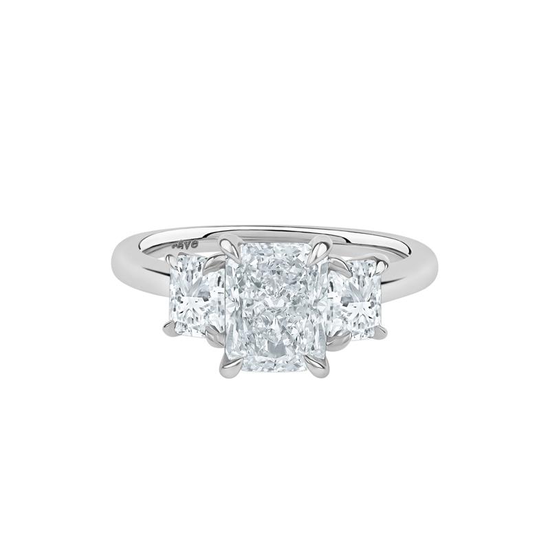 Scottie Lab Grown Diamond Radiant-Cut Three-Stone Engagement Ring in 14K White Gold &#40;3 ct. tw.&#41; – Image 1 of 5