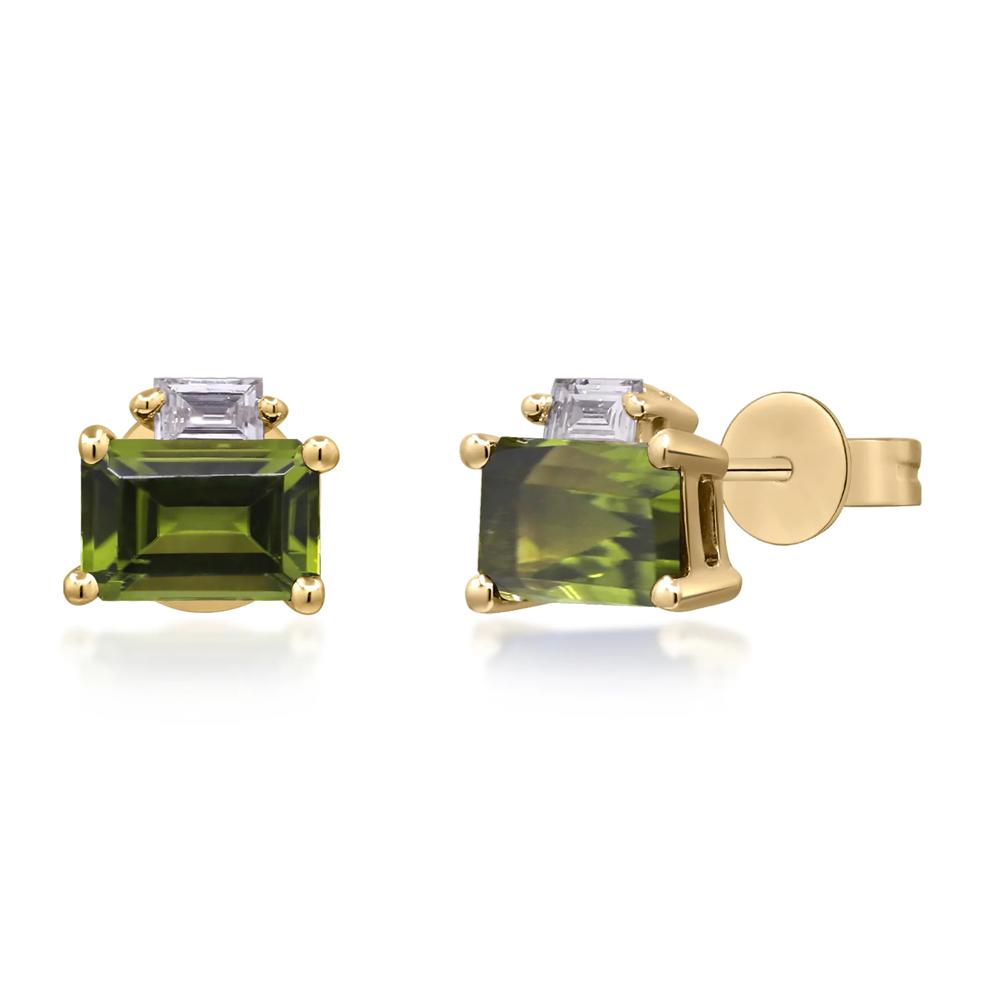 Peridot &amp; Diamond Stud Earrings in 10K Yellow Gold (1/10 ct. tw.) – Image 1 of 3