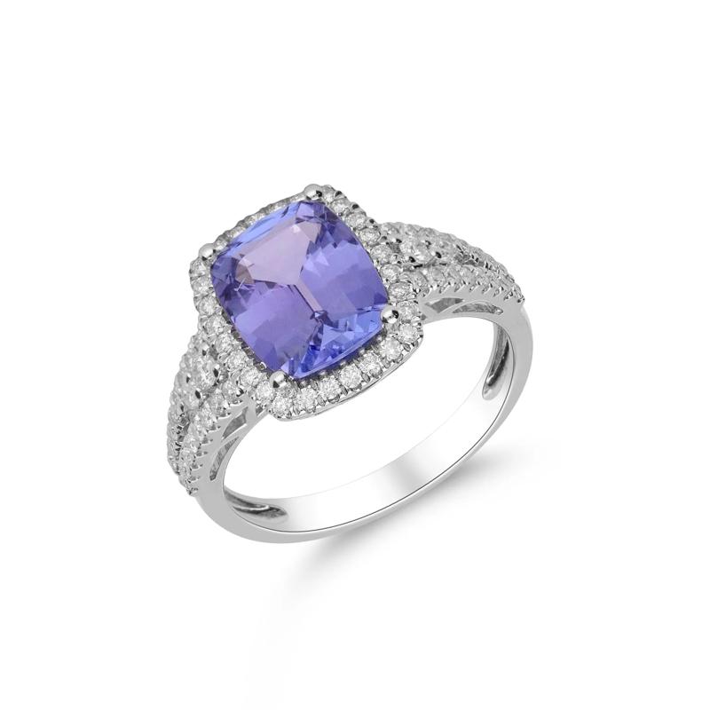 Cushion-Cut Tanzanite &amp; Diamond Ring in 14K White Gold &#40;1/2 ct. tw.&#41; – Image 5 of 5