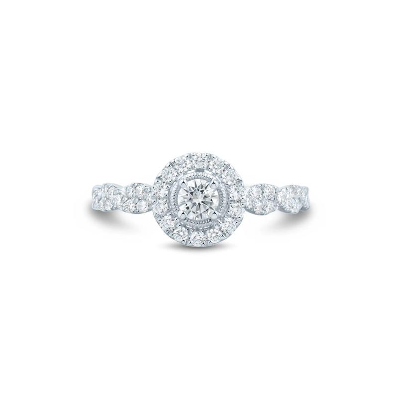 Round Diamond Engagement Ring in 10K White Gold &#40;1/2 ct. tw.&#41; – Image 1 of 3